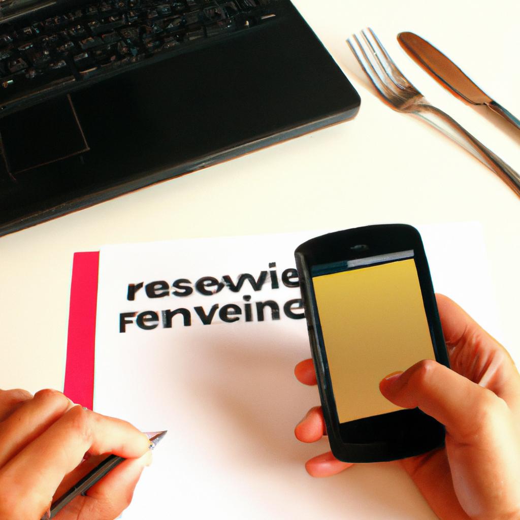 Person making restaurant reservation online
