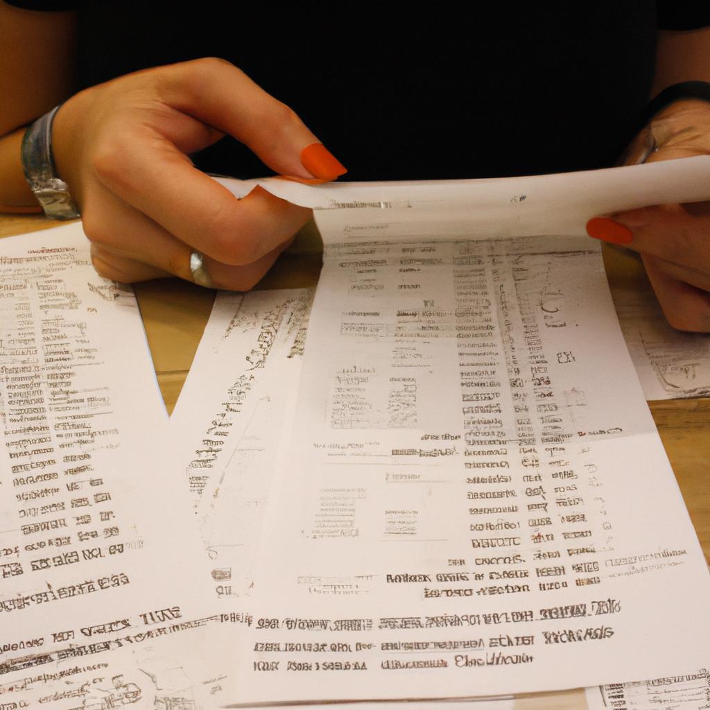 Person reviewing restaurant expense receipts